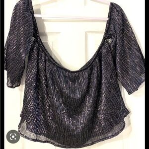 NEW! Backstage RIANNA Top Sz M Cropped Off Shoulder Metallic Twilight Party NWT